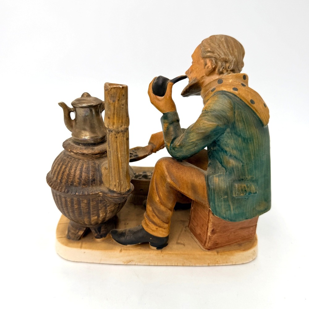 Vintage Norleans Japan Ceramic Figurine Old Man Smoking Pipe Stove Chicken‎ 7in - Picture 5 of 9